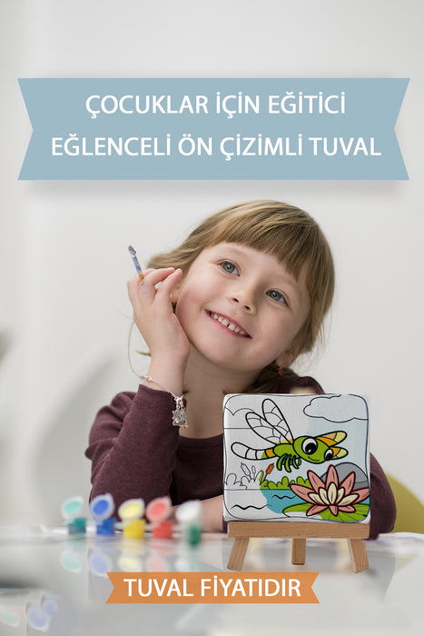 Sevimli Yusufcuk Böceği Ön Çizimli Boyama Tuvali 9046