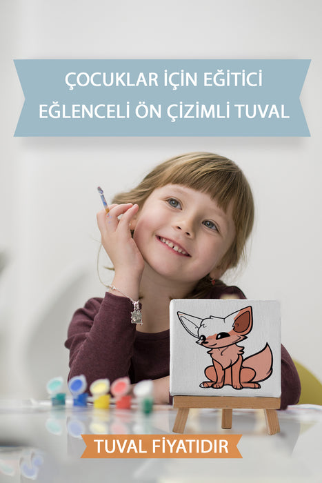 Sevimli Tilki Ön Çizimli Boyama Tuvali 9122