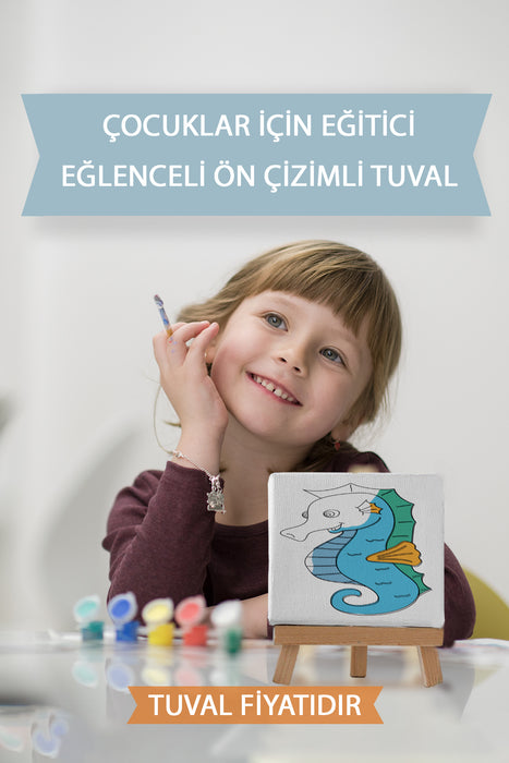 Sevimli Denizatı Ön Çizimli Boyama Tuvali 9202