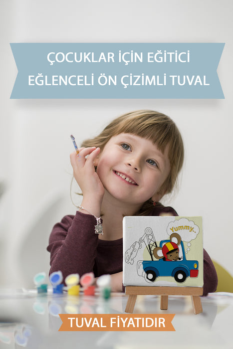 Sevimli Fare Ön Çizimli Boyama Tuvali 9200