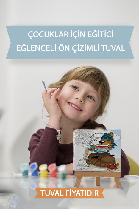 Sevimli Hayvanlar Tablosu Ön Çizimli Boyama Tuvali 9125