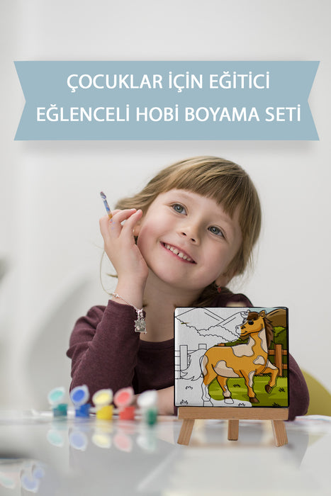 Sevimli At, Çocuk Eğitici Tuval Boyama Hobi Seti 9162