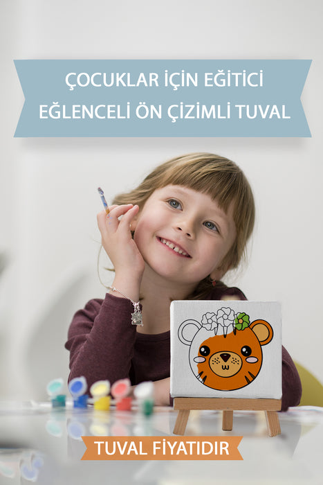 Sevimli Kaplan Ön Çizimli Boyama Tuvali 9178