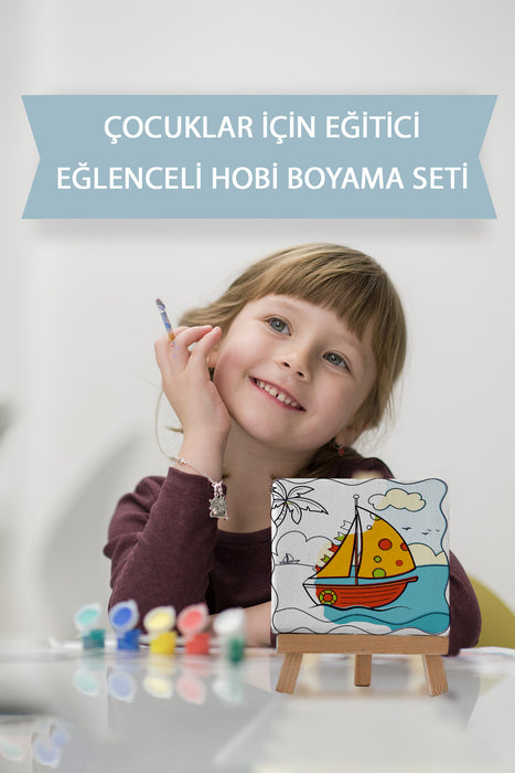 Sevimli Yelkenli, Çocuk Eğitici Tuval Boyama Hobi Seti 9020