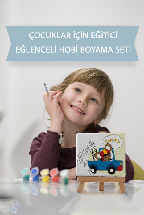 Sevimli Fare, Çocuk Eğitici Tuval Boyama Hobi Seti 9200