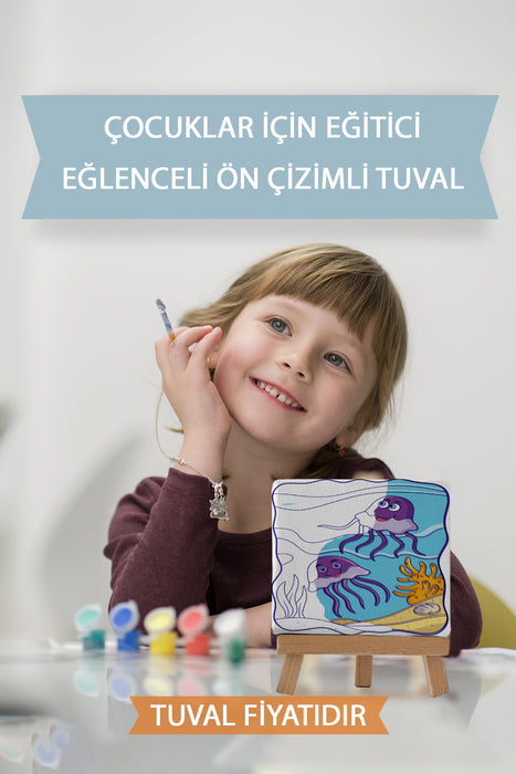 Sevimli Denizanaları Ön Çizimli Boyama Tuvali 9017