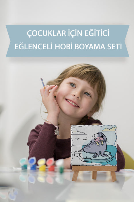 Sevimli Fok Balığı, Çocuk Eğitici Tuval Boyama Hobi Seti 9184