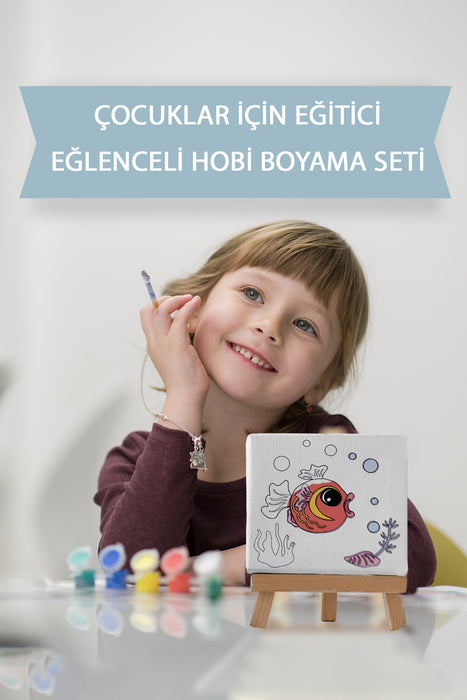 Sevimli Balık, Çocuk Eğitici Tuval Boyama Hobi Seti 9061