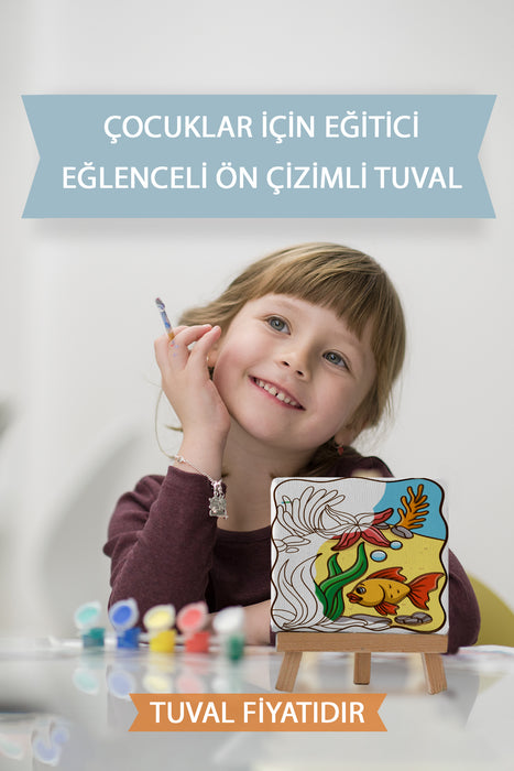 Sevimli Denizaltı Manzarası Ön Çizimli Boyama Tuvali 9014