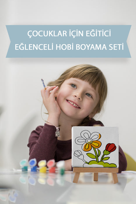 Sevimli Çiçek, Çocuk Eğitici Tuval Boyama Hobi Seti 9062