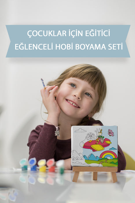 Sevimli Uçan Hayvanlar, Çocuk Eğitici Tuval Boyama Hobi Seti 9032