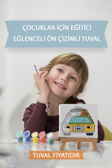 Sevimli Karavan Ön Çizimli Boyama Tuvali 9224
