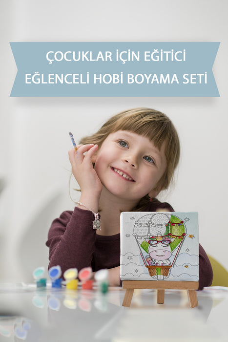 Sevimli Unicorn, Çocuk Eğitici Tuval Boyama Hobi Seti 9064