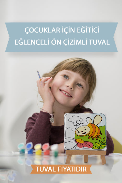 Sevimli Arı Ön Çizimli Boyama Tuvali 9038