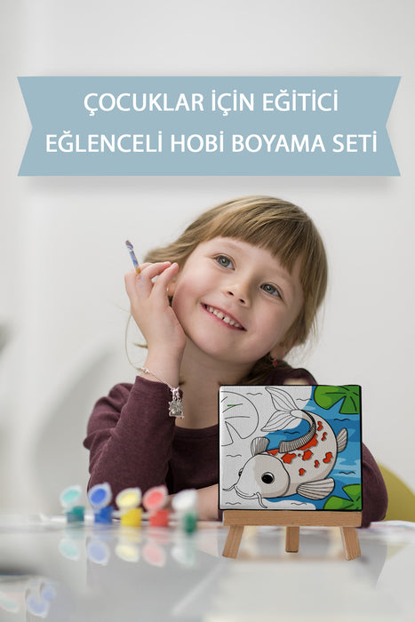 Sevimli Koi Balığı, Çocuk Eğitici Tuval Boyama Hobi Seti 9166