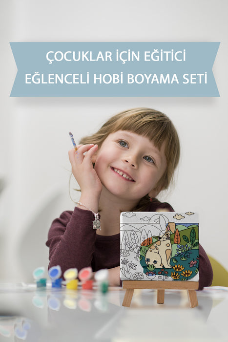 Sevimli Tavşan, Çocuk Eğitici Tuval Boyama Hobi Seti 9136