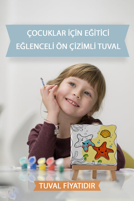 Sevimli Deniz Yıldızları Ön Çizimli Boyama Tuvali 9183