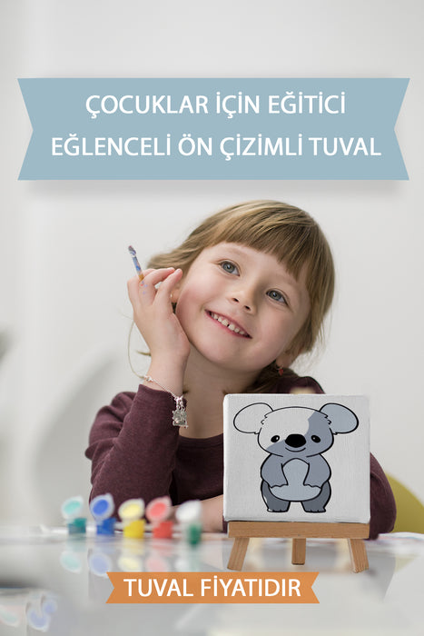 Sevimli Koala Ön Çizimli Boyama Tuvali 9165