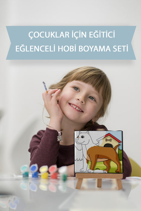 Sevimli Yavru Köpek, Çocuk Eğitici Tuval Boyama Hobi Seti 9196