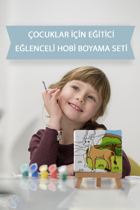 Sevimli Antilop Çocuk Eğitici Tuval Boyama Hobi Seti 9001