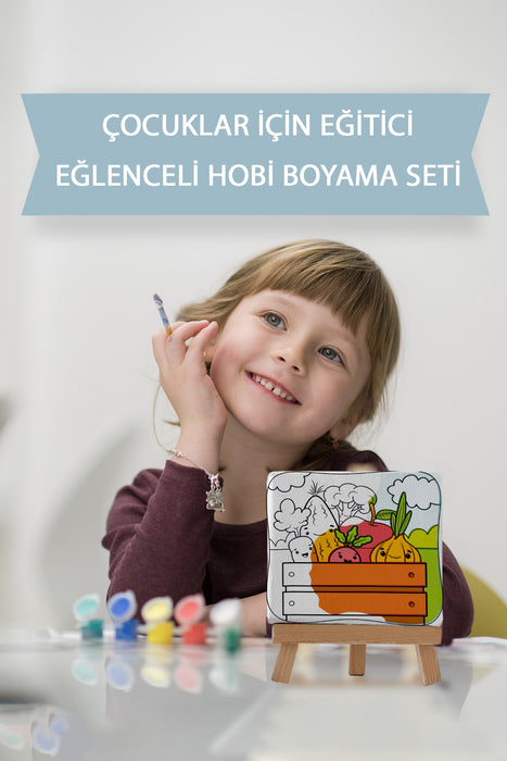 Sevimli Sebzeler, Çocuk Eğitici Tuval Boyama Hobi Seti 9059