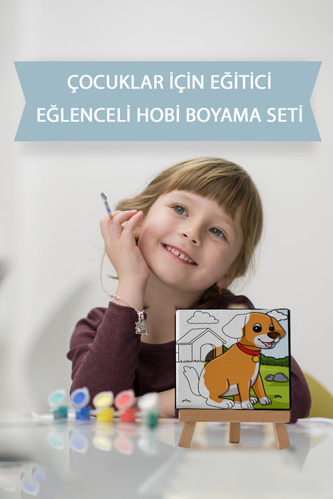 Sevimli Yavru Köpek, Çocuk Eğitici Tuval Boyama Hobi Seti 9114