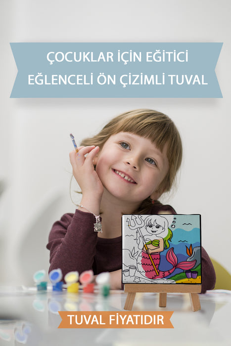 Sevimli Denizkızı Ön Çizimli Boyama Tuvali 9187