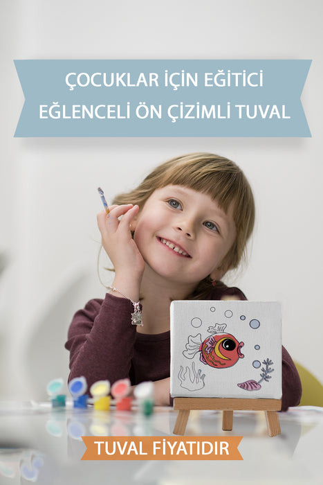 Sevimli Balık Ön Çizimli Boyama Tuvali 9061
