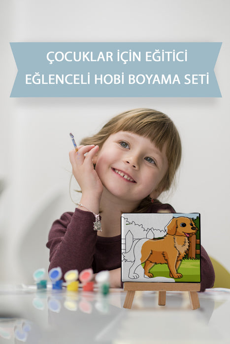 Sevimli Yavru Köpek, Çocuk Eğitici Tuval Boyama Hobi Seti 9127