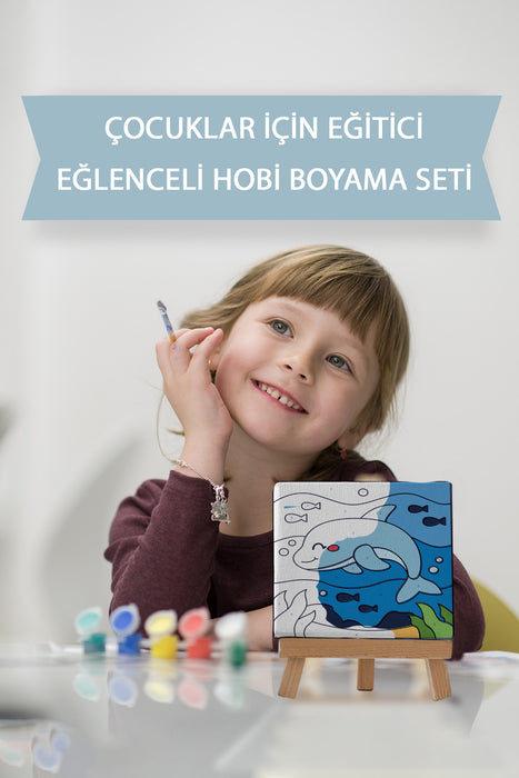 Sevimli Yunus Balığı, Çocuk Eğitici Tuval Boyama Hobi Seti 9146