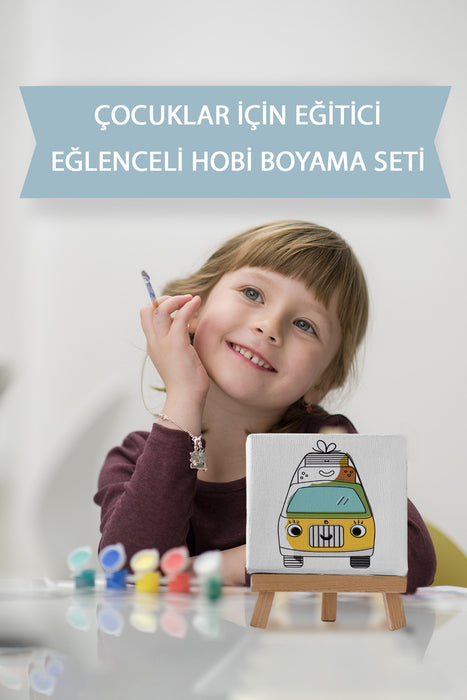 Sevimli Karavan, Çocuk Eğitici Tuval Boyama Hobi Seti 9224