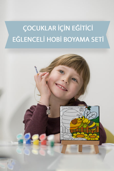 Sevimli Arı ve Bal Kovanı, Çocuk Eğitici Tuval Boyama Hobi Seti 9207