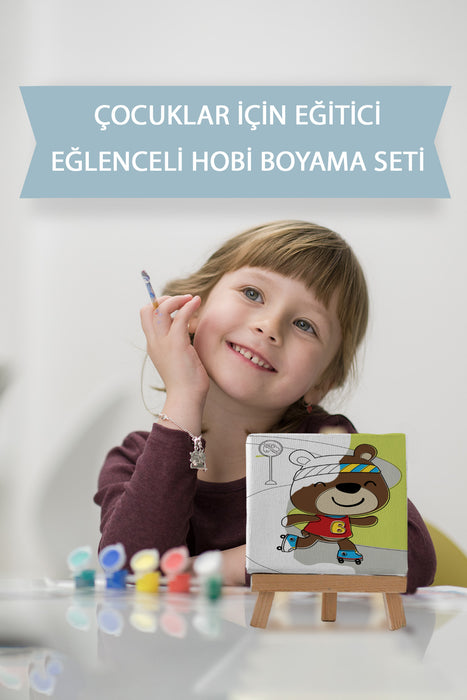 Sevimli Ayı, Çocuk Eğitici Tuval Boyama Hobi Seti 9192