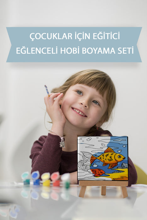 Sevimli Balık, Çocuk Eğitici Tuval Boyama Hobi Seti 9128