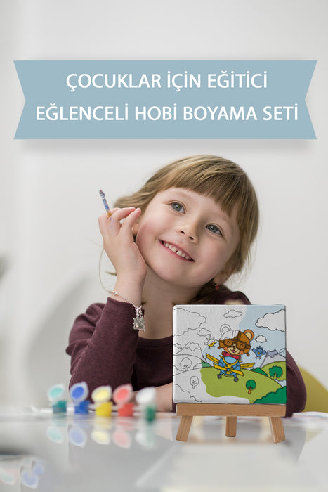 Sevimli Uçan Hayvanlar, Çocuk Eğitici Tuval Boyama Hobi Seti 9065