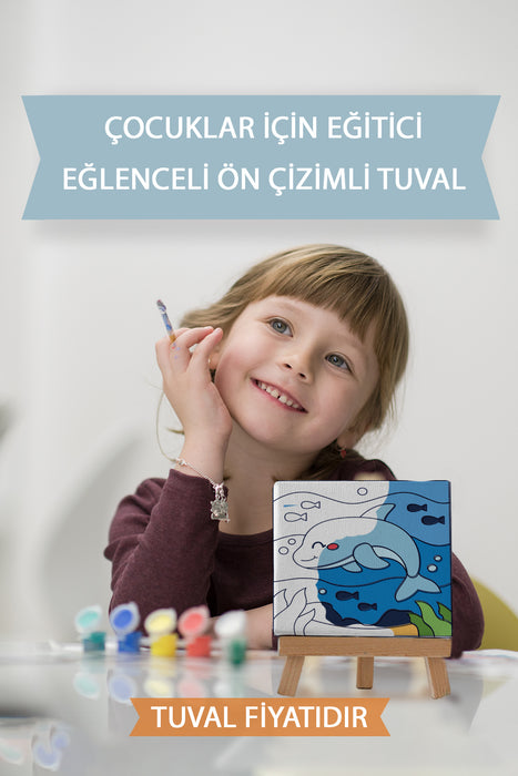 Sevimli Yunus Balığı Ön Çizimli Boyama Tuvali 9146