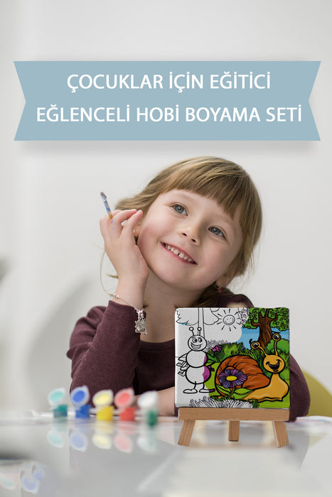 Sevimli Karınca ve Salyangoz Çocuk Eğitici Tuval Boyama Hobi Seti 9010