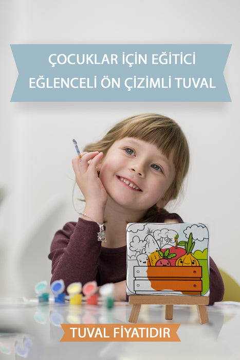 Sevimli Sebzeler Ön Çizimli Boyama Tuvali 9059