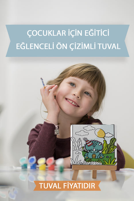 Sevimli Yavru Dinazor Ön Çizimli Boyama Tuvali 9142