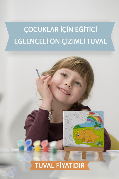 Sevimli Gergedan ve Yavrusu Ön Çizimli Boyama Tuvali 9096