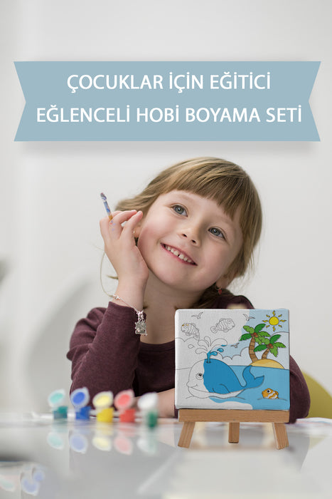 Sevimli Balına ve Balık Dostları, Çocuk Eğitici Tuval Boyama Seti 9102