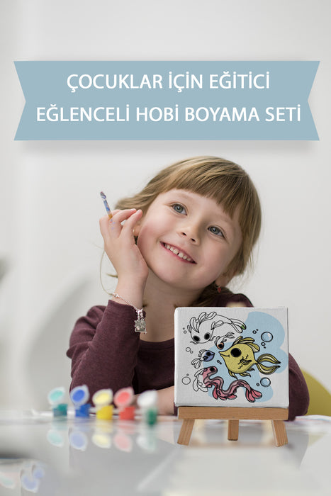 Sevimli Balıklar, Çocuk Eğitici Tuval Boyama Hobi Seti 9145