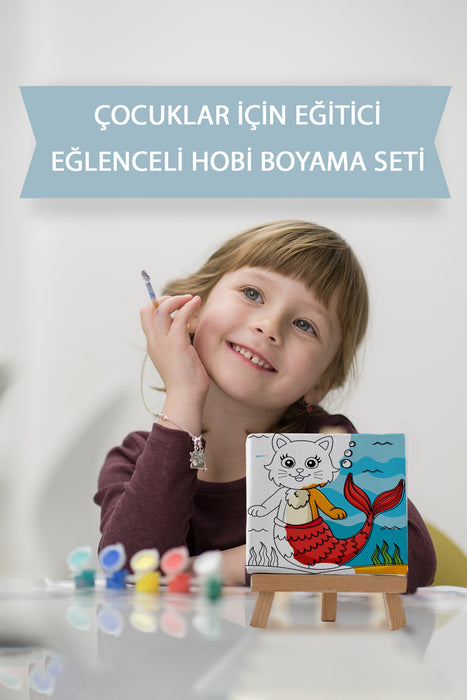 Sevimli Kedibalık, Çocuk Eğitici Tuval Boyama Hobi Seti 9021