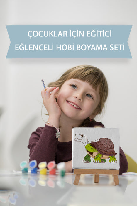 Sevimli Kaplumbağa, Çocuk Eğitici Tuval Boyama Hobi Seti 9154