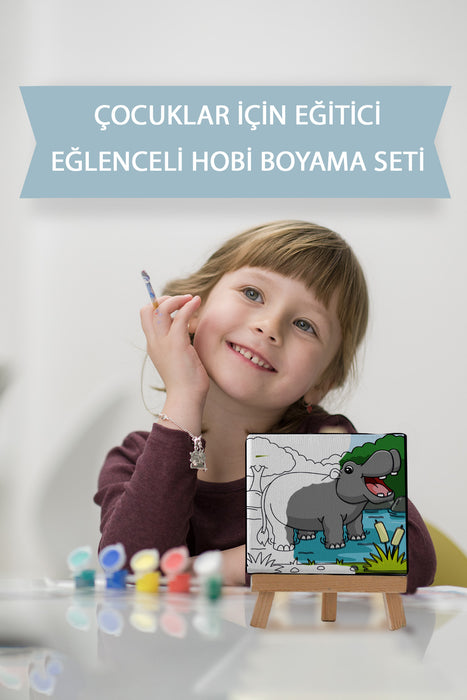 Sevimli Fil, Çocuk Eğitici Tuval Boyama Hobi Seti 9161