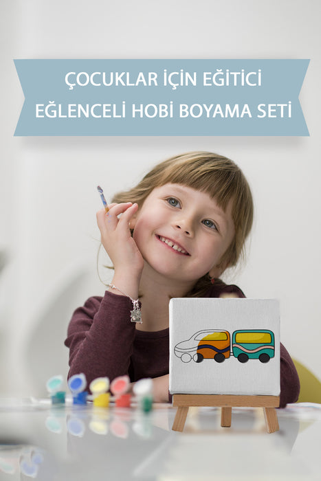 Sevimli Karavan, Çocuk Eğitici Tuval Boyama Hobi Seti 9193