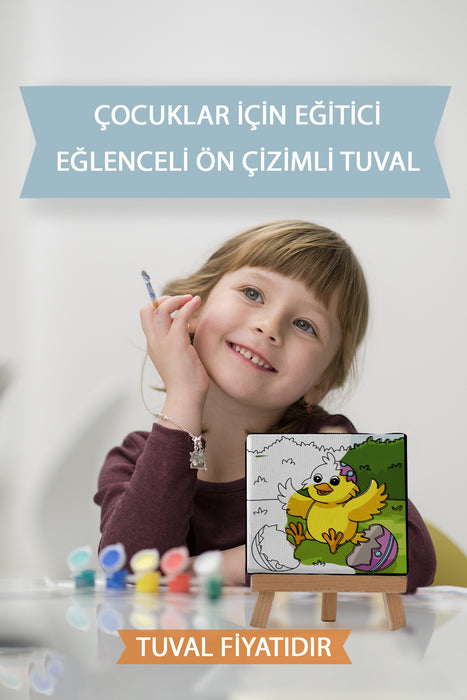 Paskalya Yumurtasından Çıkan Civciv Ön Çizimli Boyama Tuvali 9024