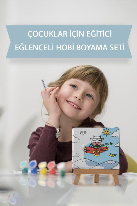 Sevimli Uçan İnek, Çocuk Eğitici Tuval Boyama Hobi Seti 9066