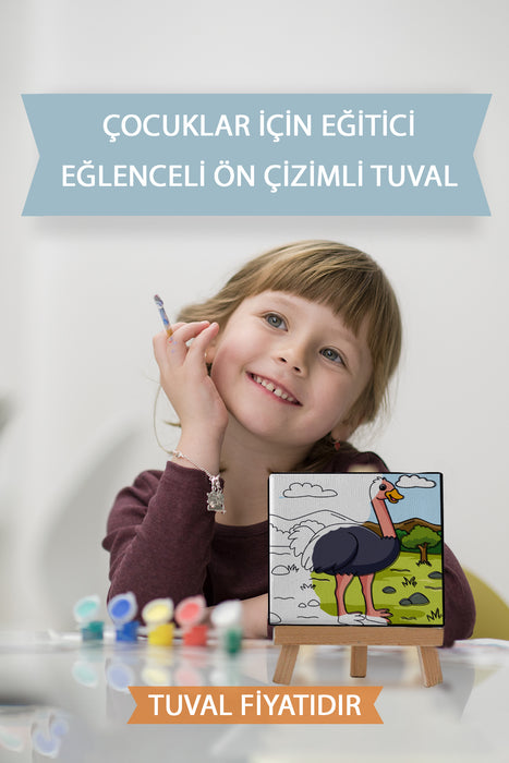 Sevimli Devekuşu Ön Çizimli Boyama Tuvali 9194