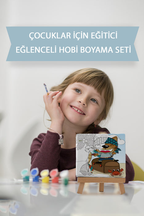 Sevimli Hayvanlar Tablosu, Çocuk Eğitici Tuval Boyama Hobi Seti 9125